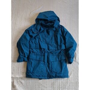 VTG Eddie Bauer Ridge Line Goose Down Gore-Tex Puffer Jacket Teal Blue Zip Snap